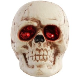 T�te de Mort Lumineuse LED - Yeux Rouges - 16 cm