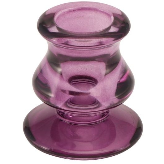 Bougeoir en Verre Flambeau Rome - Prune 