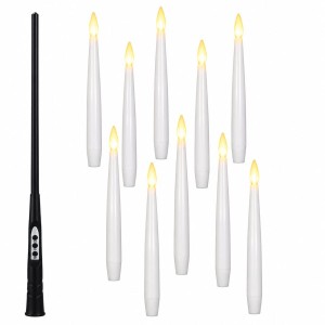 10 Bougies LED Flottantes Blanches avec Baguette Télécommande Magique