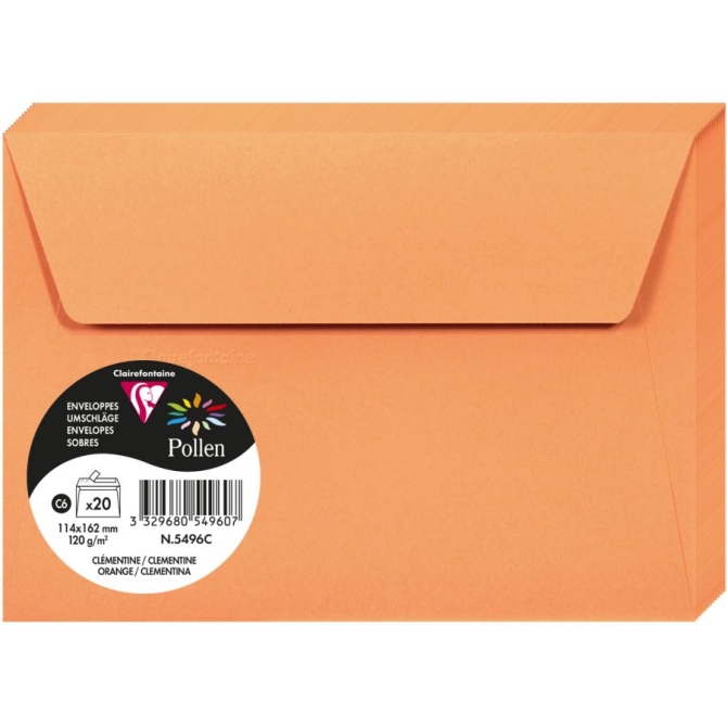 Paquet de 20 Enveloppes Pollen - Clmentine / Orange 