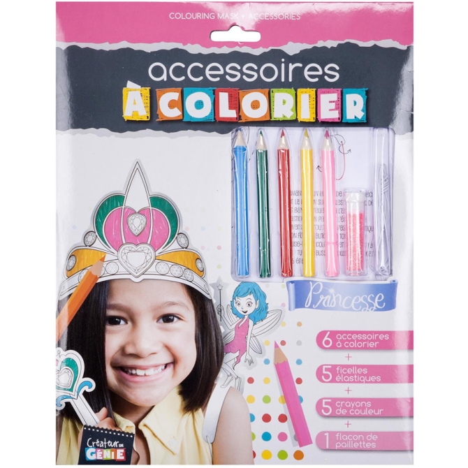 Kit 6 Accessoires Princesse  colorier 