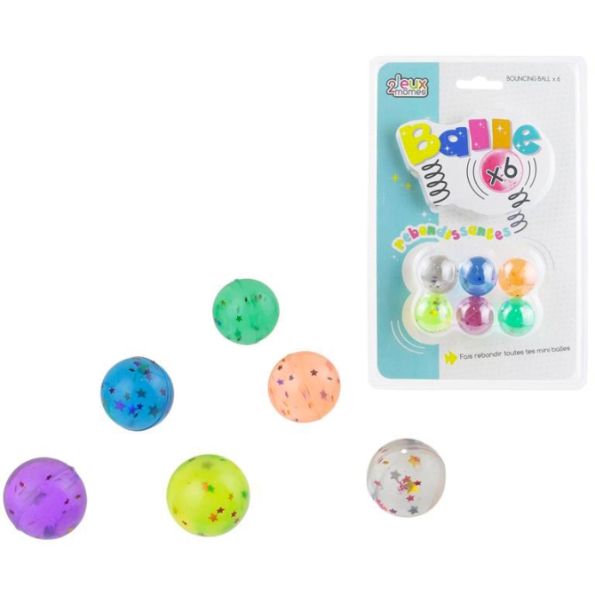 6 Petites Balles Rebondissantes Etoiles (2, 5 cm) 