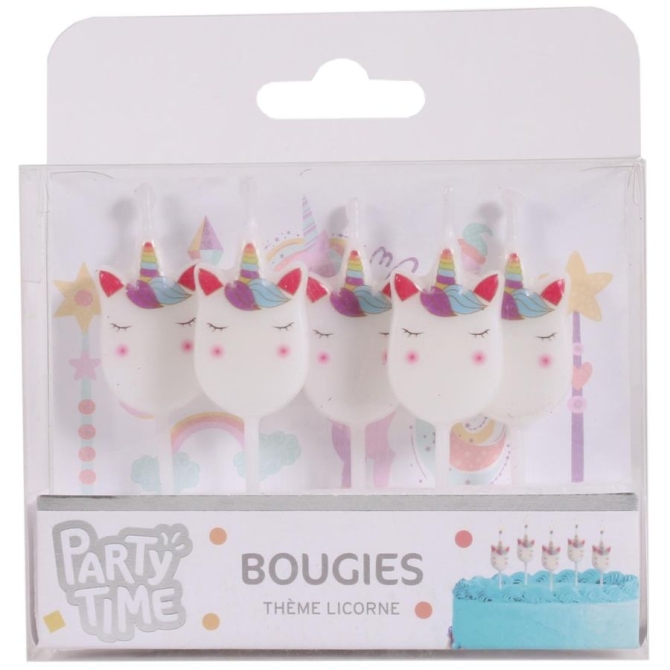 5 mini Bougies Licorne (7 cm) 