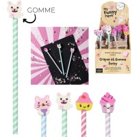 Crayon � Papier Funny Kawaii avec Gomme