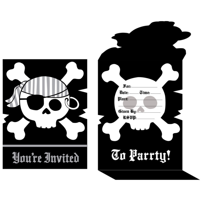 8 Invitations Pirate Rebel Noir 