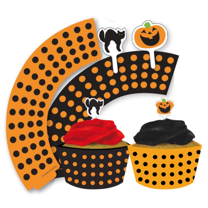 Kit 12 Wrappers et Dco Cupcakes Halloween 