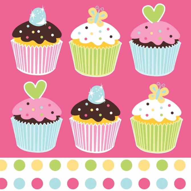 16 Serviettes Cupcake Friandise 