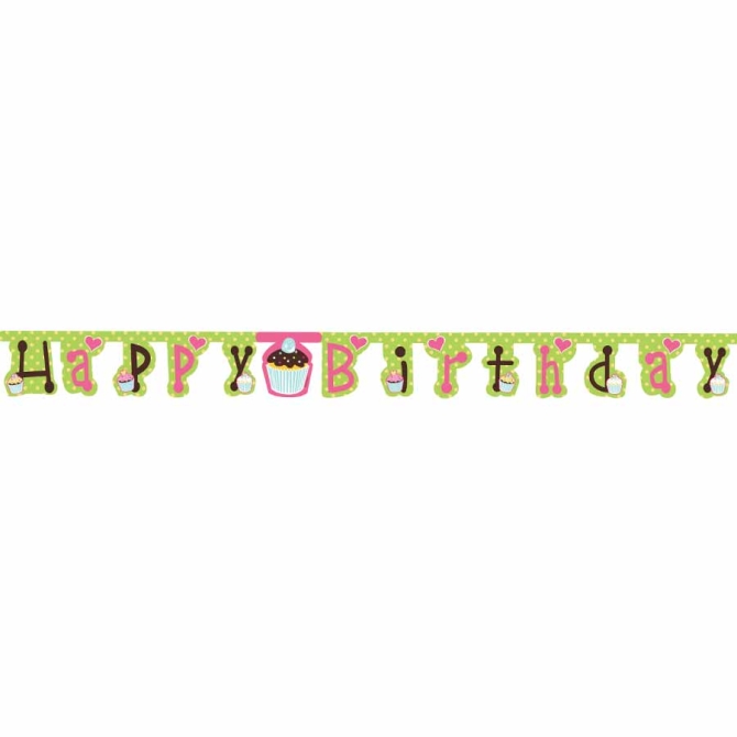 Guirlande lettres Happy Birthday Cupcake Friandise 