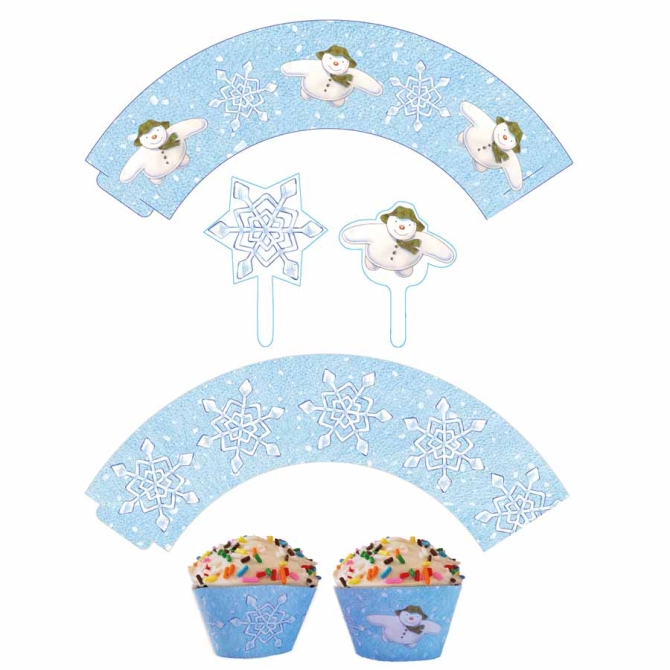 Kit 12 Wrappers et Dco Cupcakes Flocons de Neige 