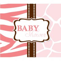 8 Invitations Baby Safari Pink