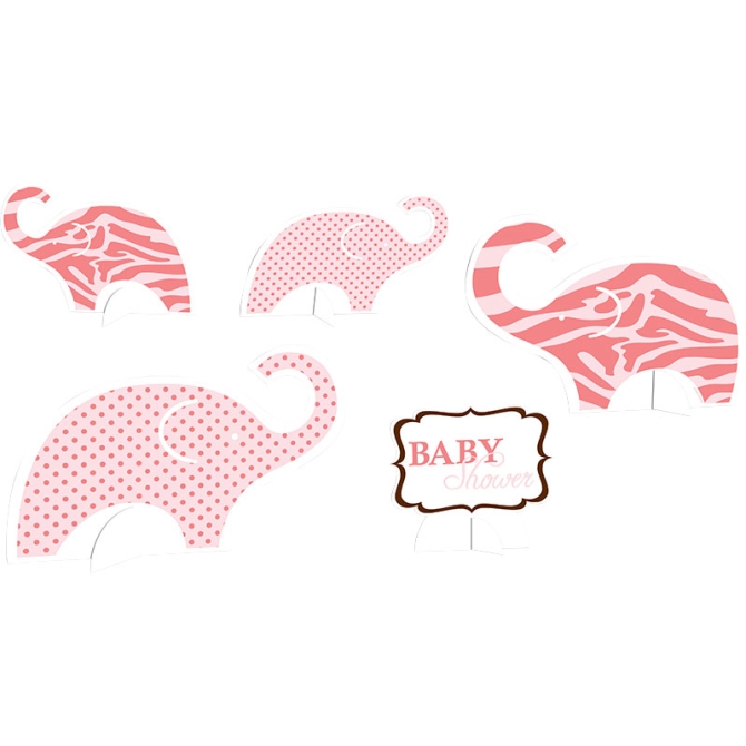 5 Centres de table Baby Safari Pink 