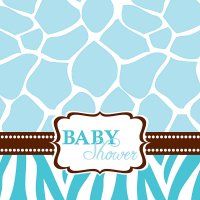 16 Serviettes Baby Safari Blue