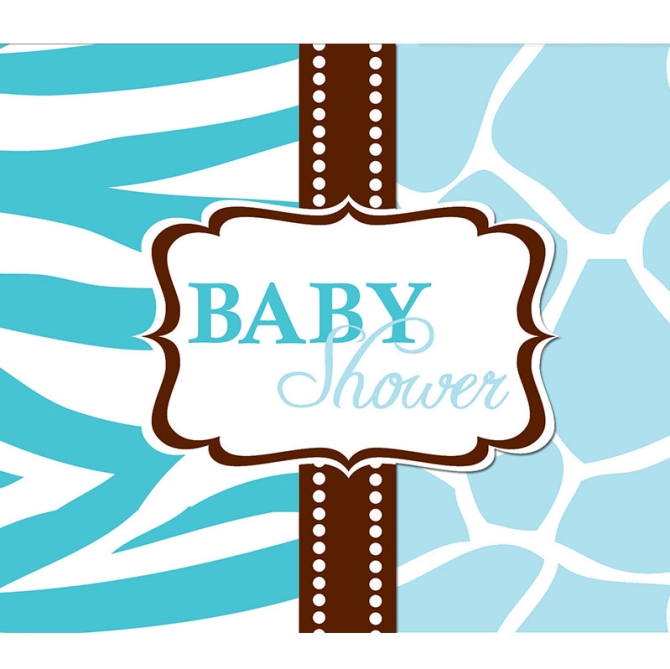 8 Invitations Baby Safari Blue 