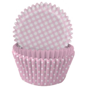 75 Caissettes  Cupcakes Rose/Blanc
