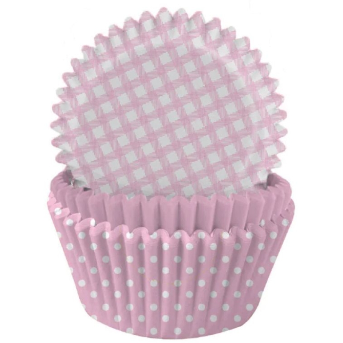 75 Caissettes  Cupcakes Rose / Blanc 