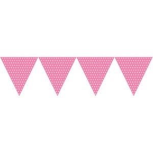 Guirlande fanions  pois Blanc/Rose