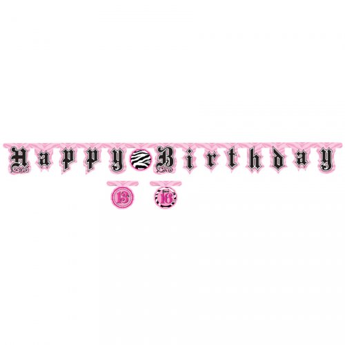Guirlande lettres Happy Birthday Girly Fashion 