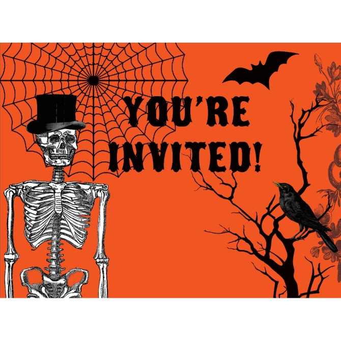 8 Invitations Squelette Chic 