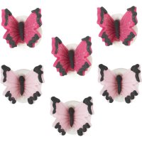 6 Petits Papillons Rose/Fuschia (2,5 cm) - Sucre