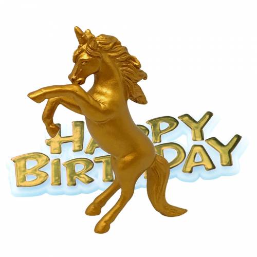 Figurine Licorne Happy Birthday - Gold 