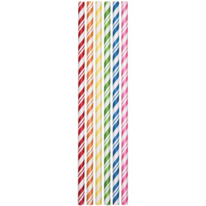 24 Pailles Papier Rainbow Vintage
