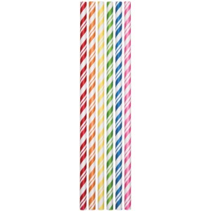 24 Pailles Papier Rainbow Vintage