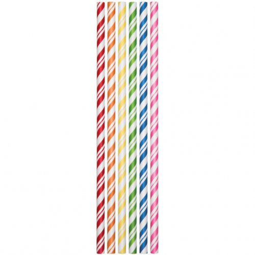 24 Pailles Papier Rainbow Vintage 