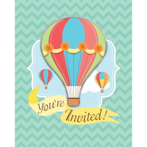 8 Invitations Montgolfire 