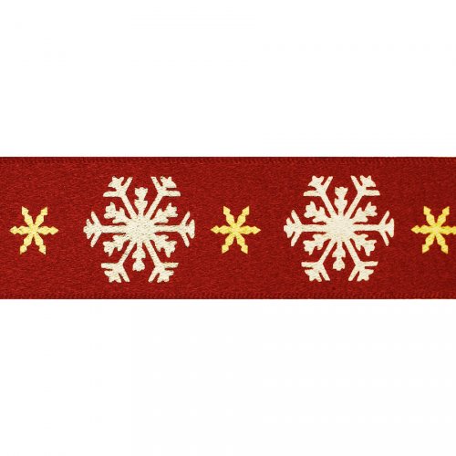 Ruban Flocons de Neige Rouge (satin) 