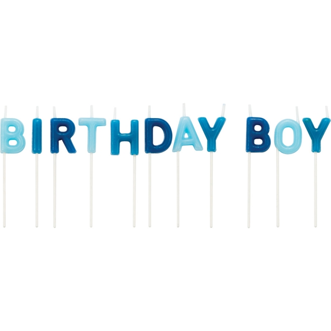 11 Mini Bougies Lettres Happy Birthday Boy 