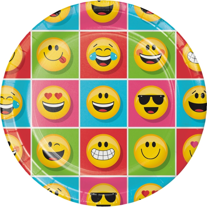 8 Assiettes Emoji Smiley 