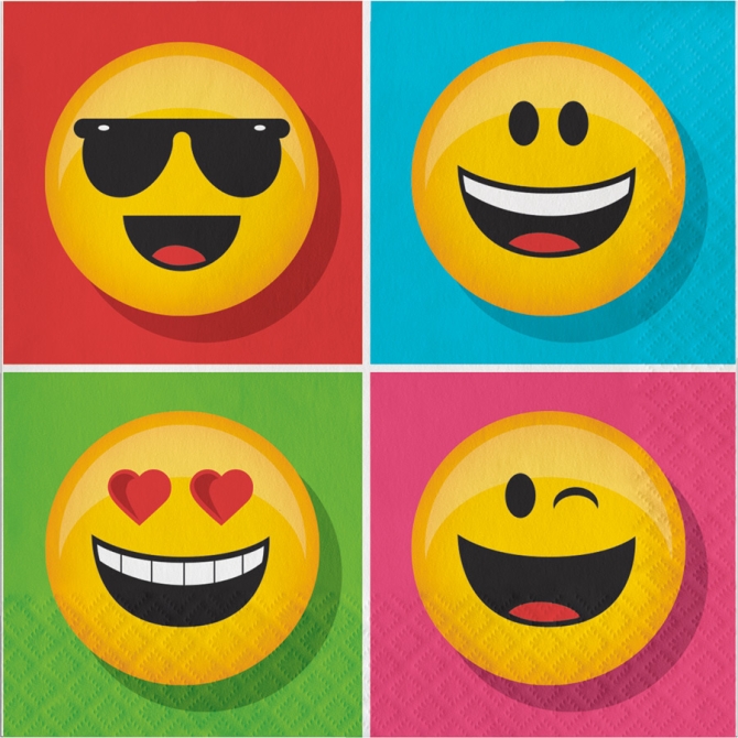 16 Serviettes Emoji Smiley 