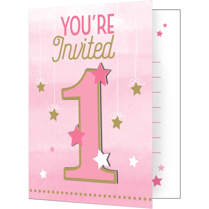 8 invitations 1 An Little Star Baby Girl 