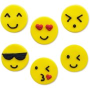 6 Décors Emoticones Smiley (3 cm) - Sucre