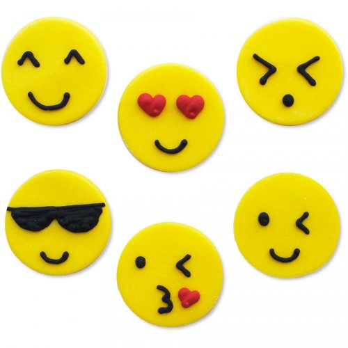 6 Dcors Emoticones Smiley (3 cm) - Sucre 