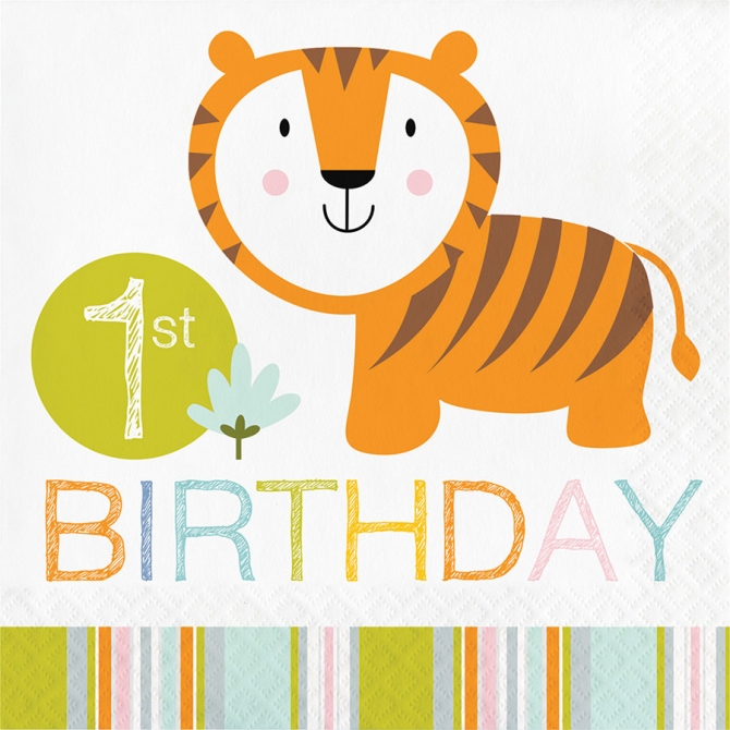 16 Serviettes Happy Jungle 1 an 
