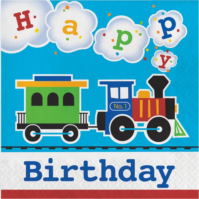 16 Serviettes Petit Train Happy Birthday 