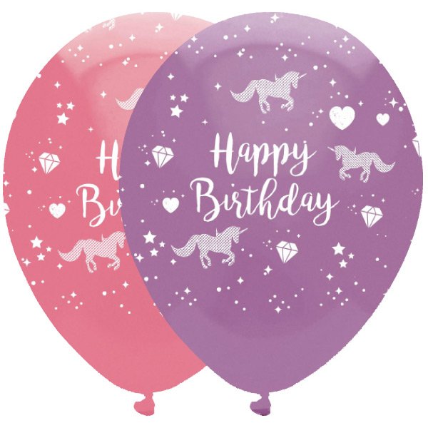 6 Ballons Happy Birthday Licorne Ferique 