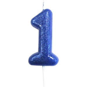 Bougie Bleu Glitter Chiffre 1 (7 cm)