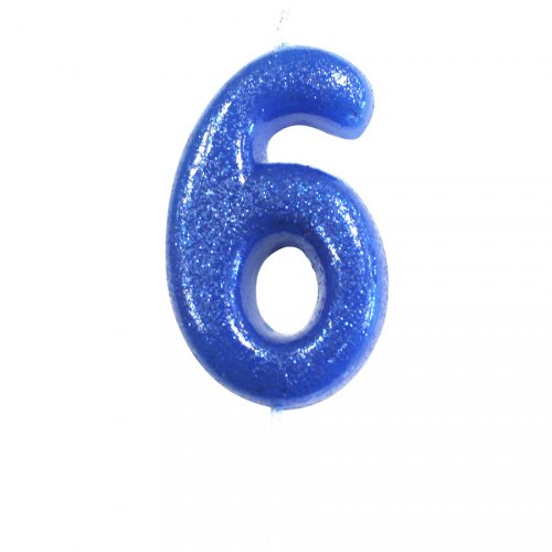 Bougie Bleu Glitter Chiffre 6 (7 cm) 