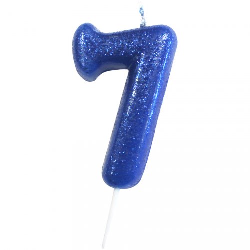 Bougie Bleu Glitter Chiffre 7 (7 cm) 