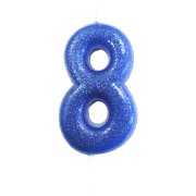 Bougie Bleu Glitter Chiffre 8 (7 cm)