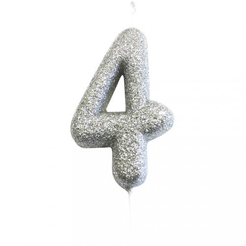 Bougie Argent Chiffre 4 