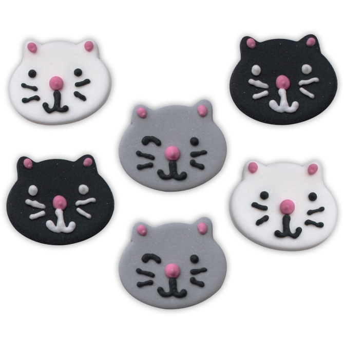 6 Dcors Tte de Chat (2, 5 cm) - Sucre 