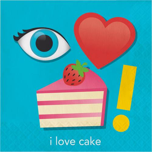 16 Serviettes rébus "I Love Cake" 