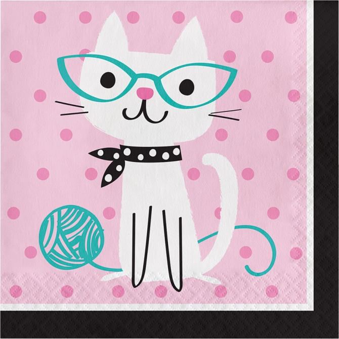 16 Serviettes Chat Chic 