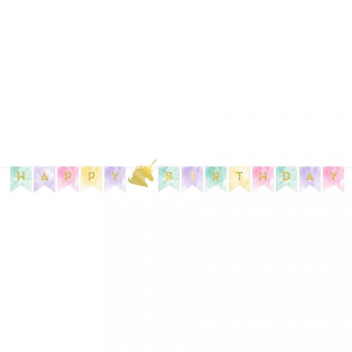 Guirlande Happy Birthday Licorne Rainbow Pastel (1, 67 m) 