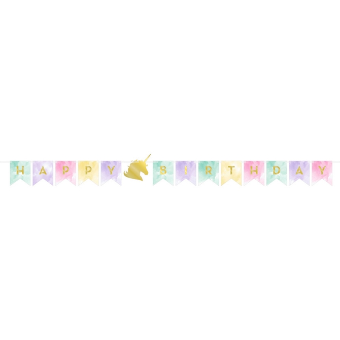 Guirlande Happy Birthday Licorne Rainbow Pastel (1, 67 m) 