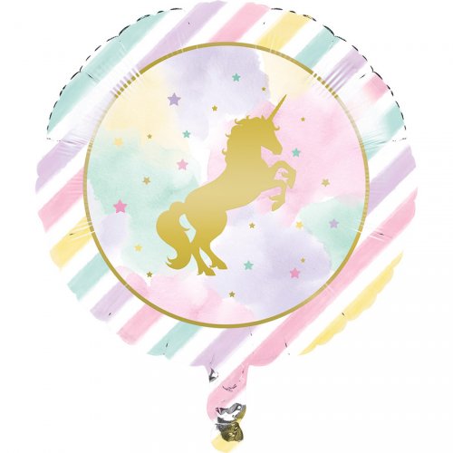 Ballon à plat Licorne Rainbow Pastel 