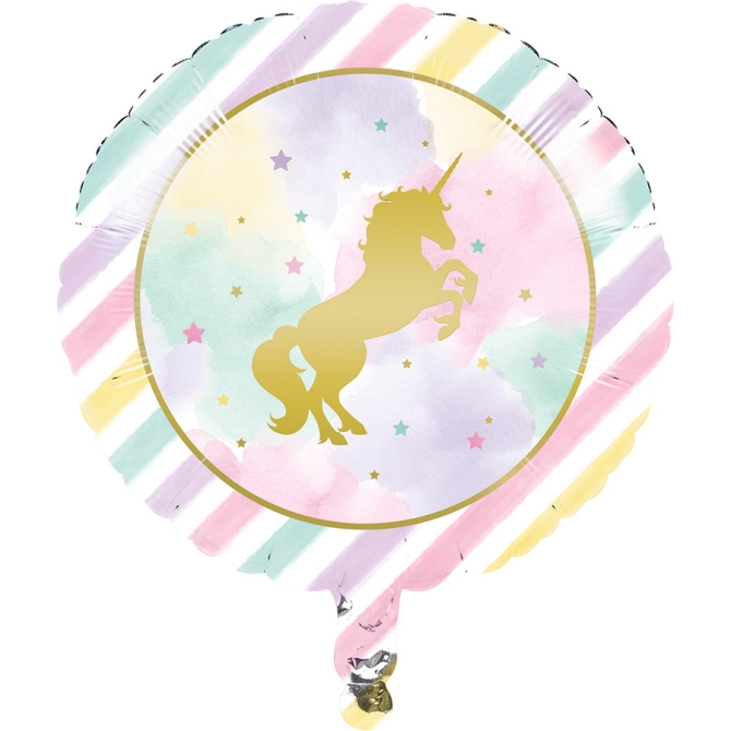 Ballon  plat Licorne Rainbow Pastel 